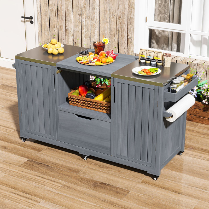 HaddaKella Outdoor Kitchen Island with Storage Cabinets and Drawer